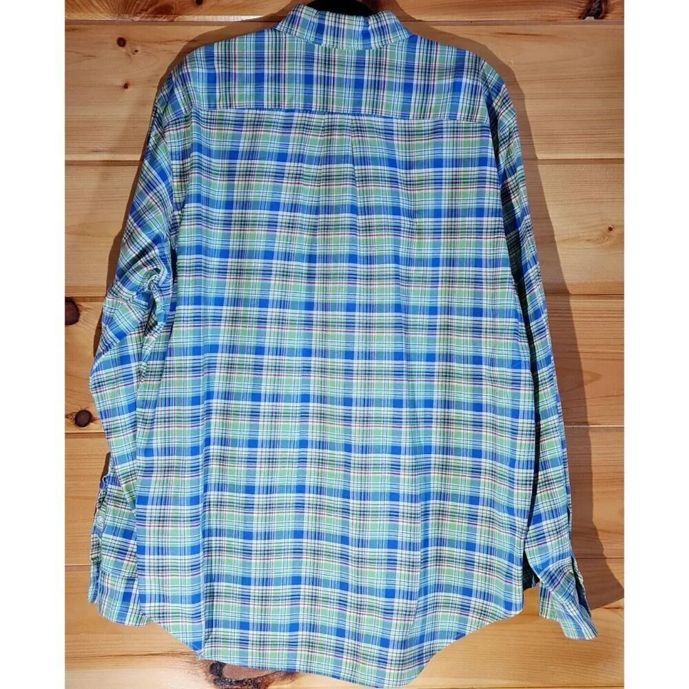 Polo Ralph Lauren Button Down Flesh Pony Men’s Shirt Size XL Cotton Green Plaid